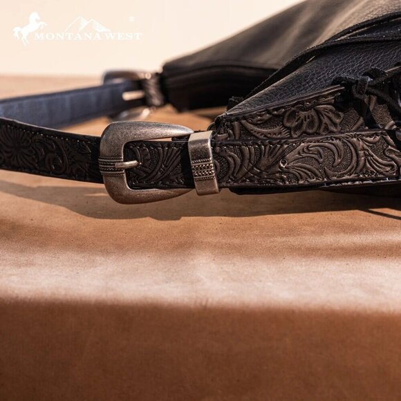 Montana West Floral Tooled Concealed Carry Hobo - Picture 5 of 7